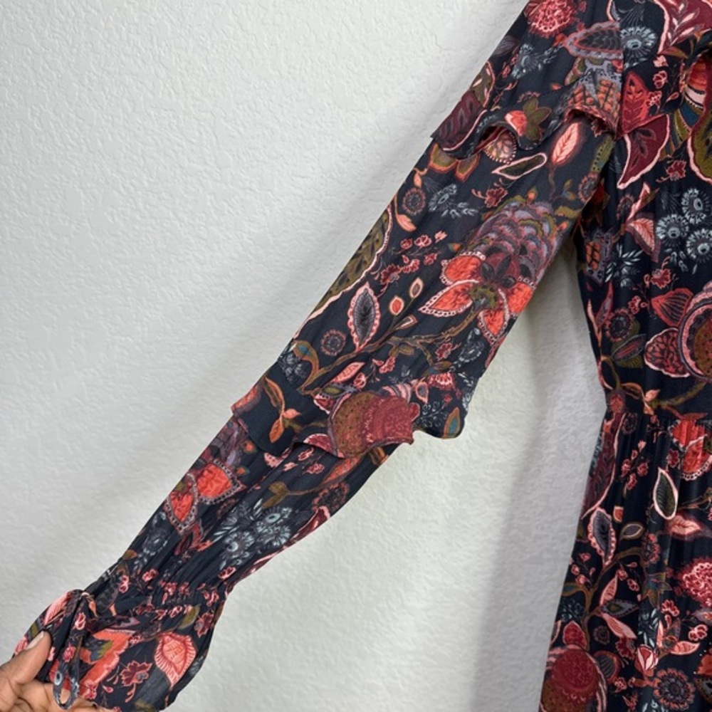LOFT Dress Womens Size 2 Floral Tiered Dark Romantic Fairygoth Boho Whimsical - Picture 8 of 11
